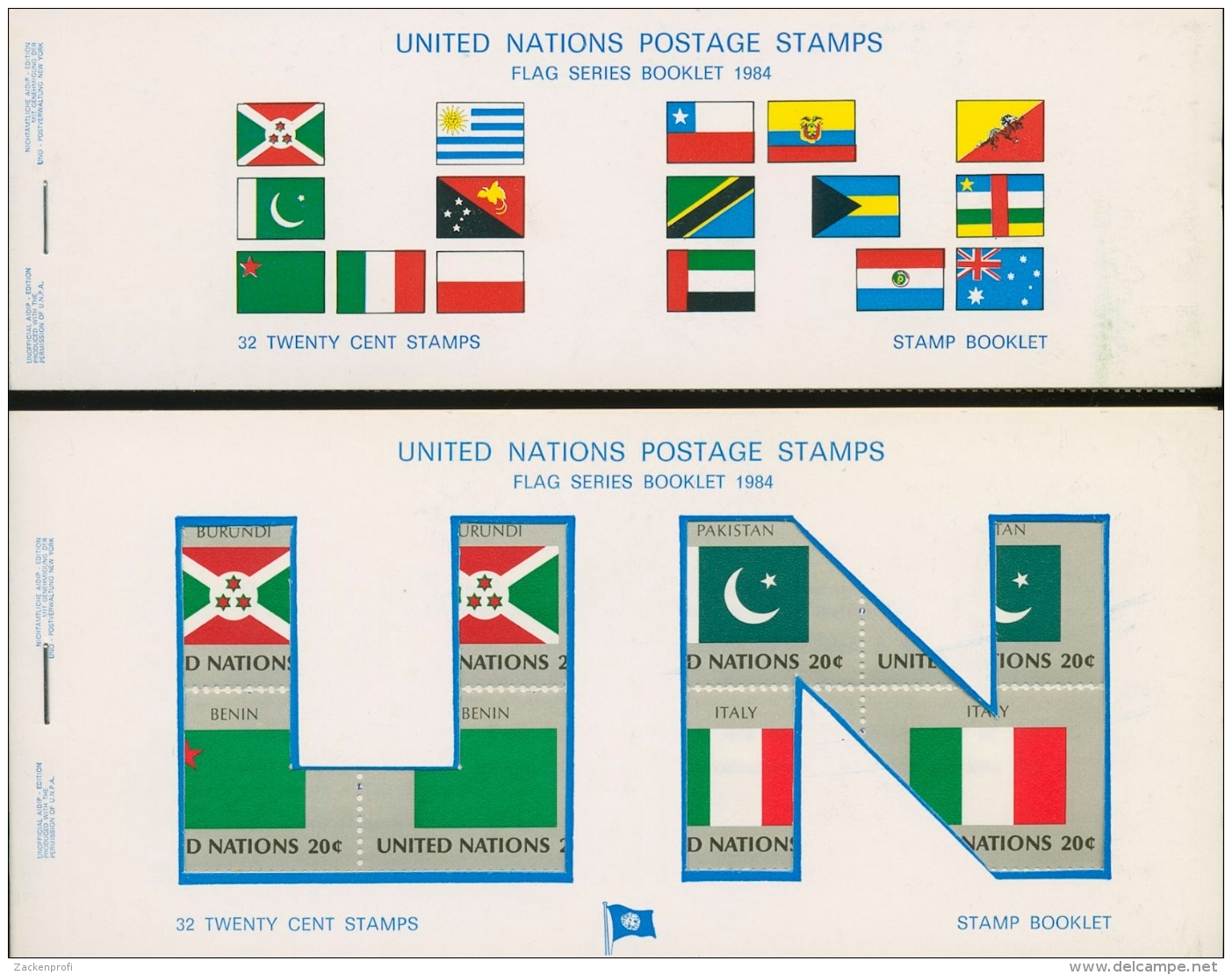 UNO New York 1984 Flaggenserie Markenheftchen-Set MH 448/63 Postfrisch (D13995) - Postzegelboekjes