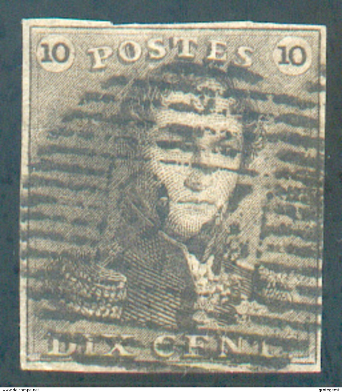 N°1 - Epaulette 10 Centimes Brun, Bien Margée Et Obl. P.24 BRUXELLES Centrale  - 11642 - 1849 Mostrine