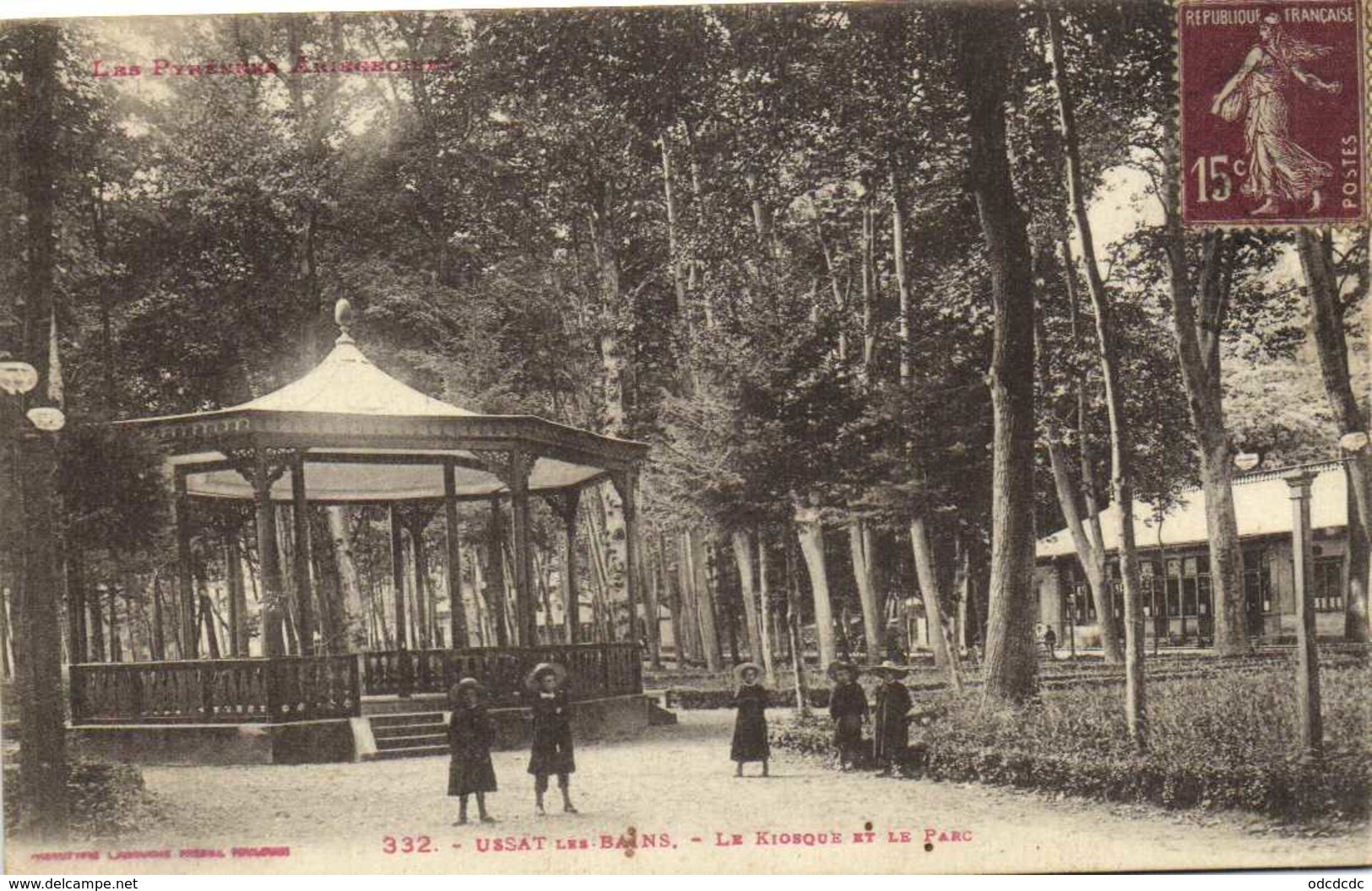 USSAT Les BAINS  Le Kiosque Et Le Parc Personnages Labouche Recto Verso - Otros & Sin Clasificación