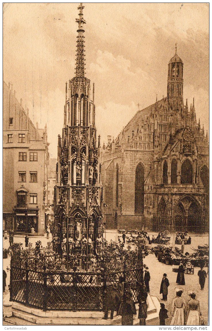 [DC9726] CPA - GERMANIA - NURNBERG - SCHONER BRUNNEN U. FRAUENKIRCHE - Viaggiata - Old Postcard - Neuburg