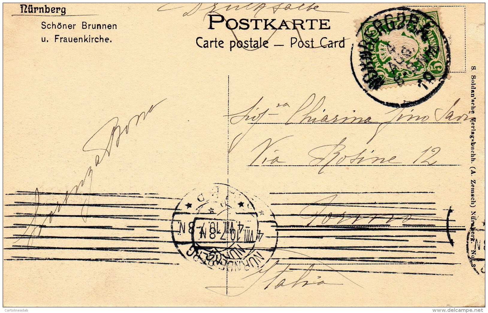 [DC9726] CPA - GERMANIA - NURNBERG - SCHONER BRUNNEN U. FRAUENKIRCHE - Viaggiata - Old Postcard - Neuburg