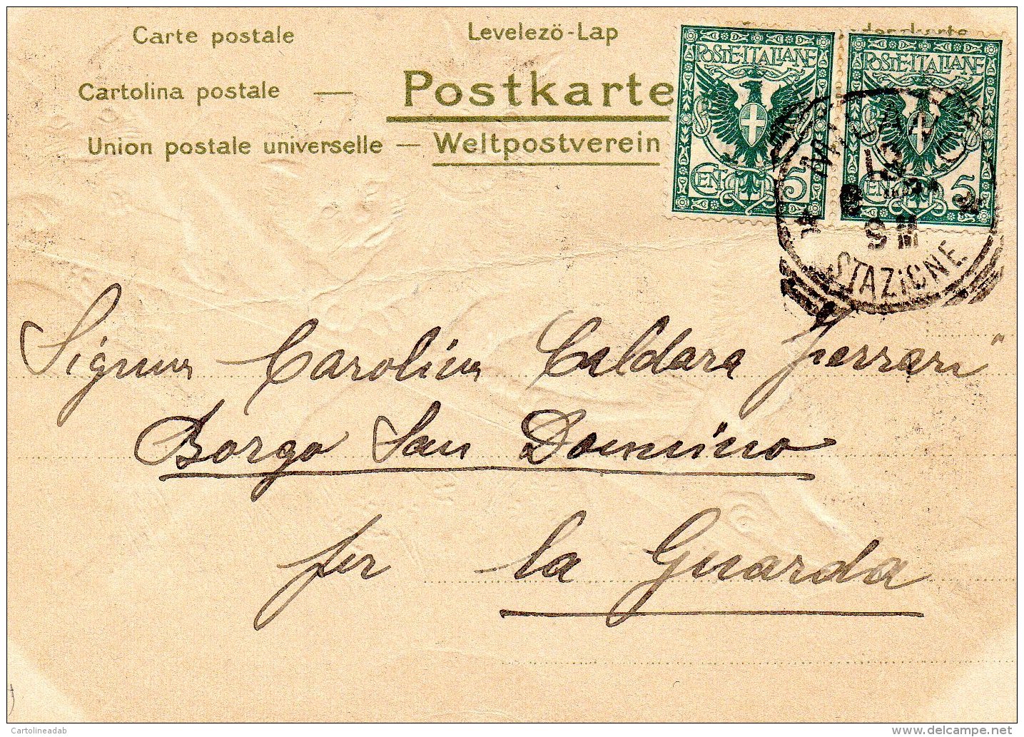 [DC9735] CPA - QUATTRO GATTI GIOCHERELLONI - IN RILIEVO - Viaggiata 1902 - Old Postcard - Gatti