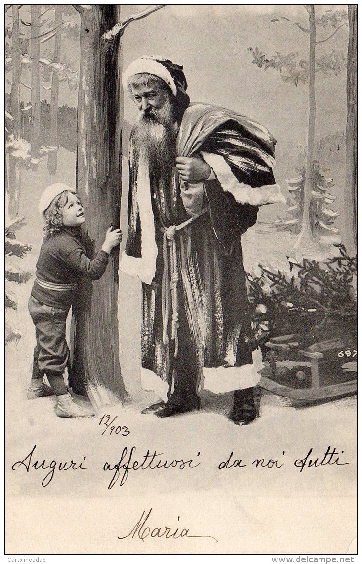 [DC9751] CPA -  BABBO NATALE ARRIVA DAL BIMBO CON I REGALI - Viaggiata 1903 - Old Postcard - Altri & Non Classificati