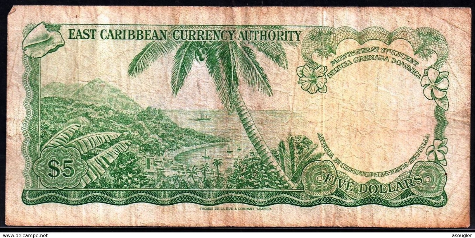 EAST CARIBBEAN States 5 DOLLARS ND 1965 G-VG P-14h - Caraïbes Orientales