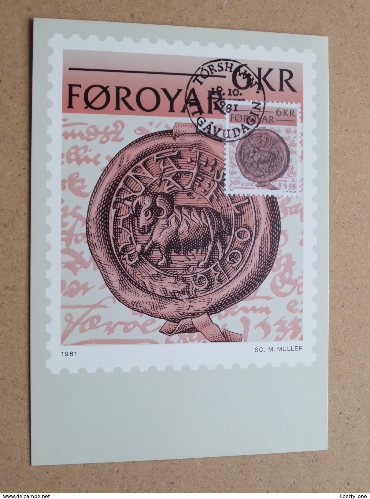 FOROYAR 6 KR (SC. M. MÜLLER) Stamp TORSHAVN 19-10-1981 ( Zie Foto ) ! - Cartoline Maximum