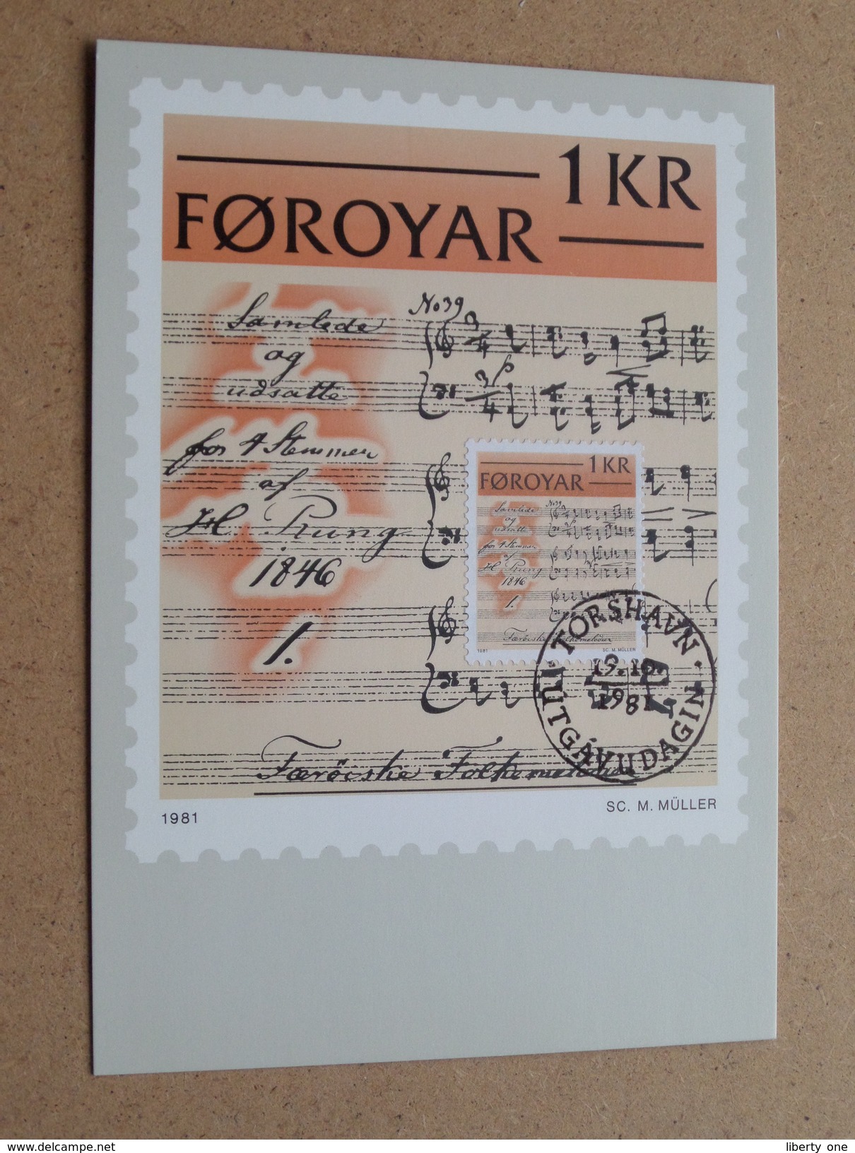 FOROYAR 1 KR (SC. M. MÜLLER) Stamp TORSHAVN 19-10-1981 ( Zie Foto ) ! - Tarjetas – Máximo