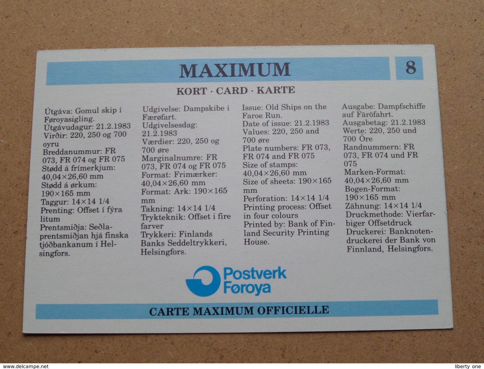 FOROYAR 700 (Skip / Ship) Stamp TORSHAVN 21-2-1983 ( Zie Foto ) ! - Cartes-maximum (CM)