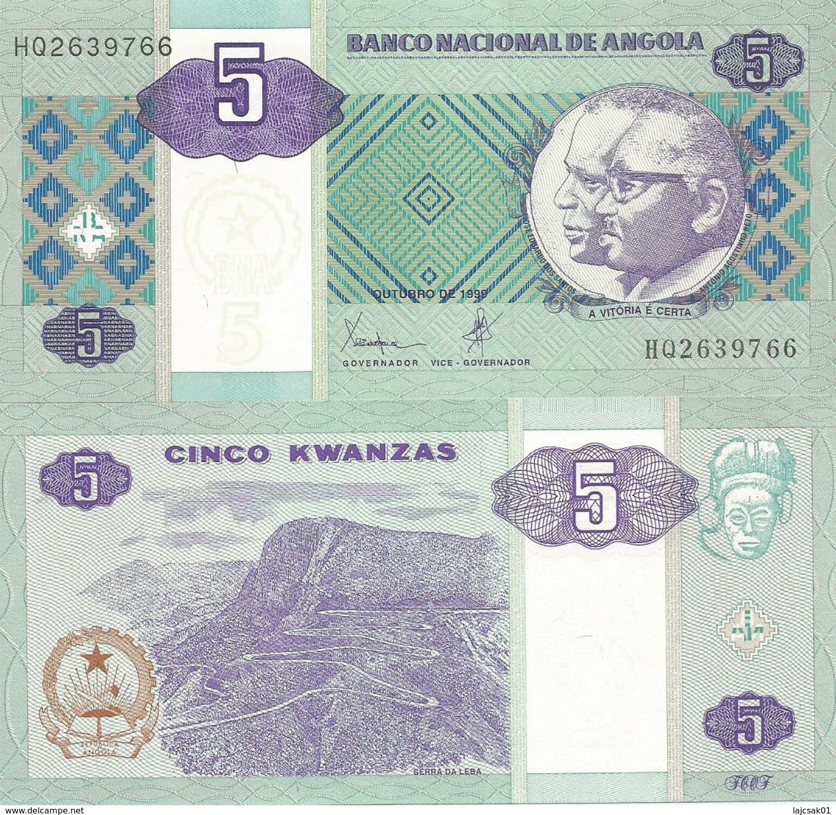 ANGOLA 5 Kwanzas 1999. UNC P-144 - Angola