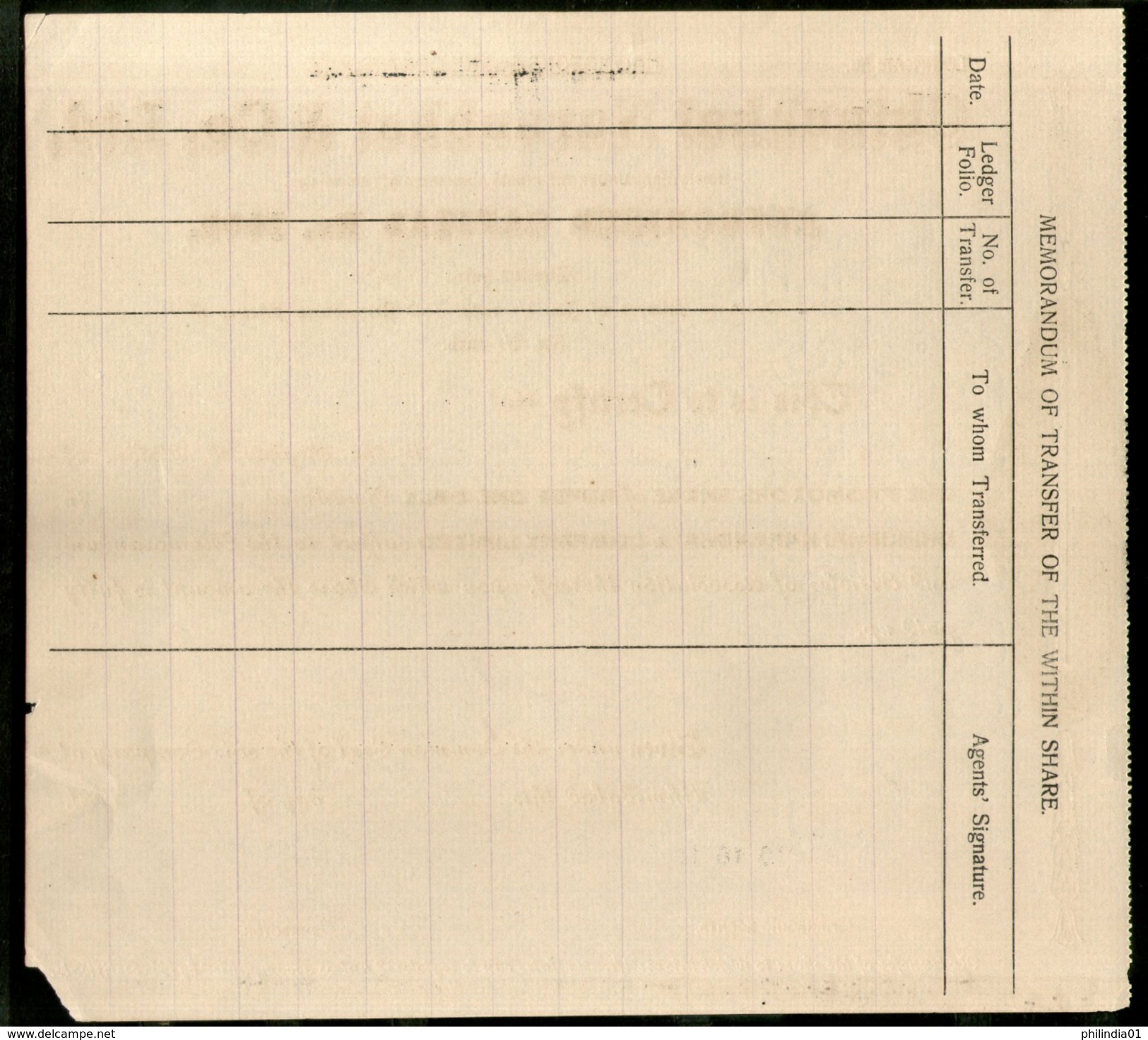 India 1930's Chinubhai Naranbhai & Co. LTD. Share Certificate Blank # FA-23 - Industry