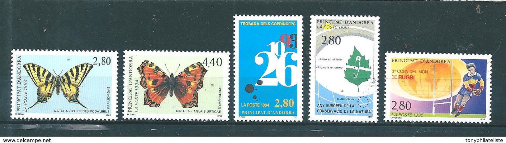 Timbre D´andorre Francais De 1994/95  N°451 A 455 Complet  Neuf ** Parfait - Neufs