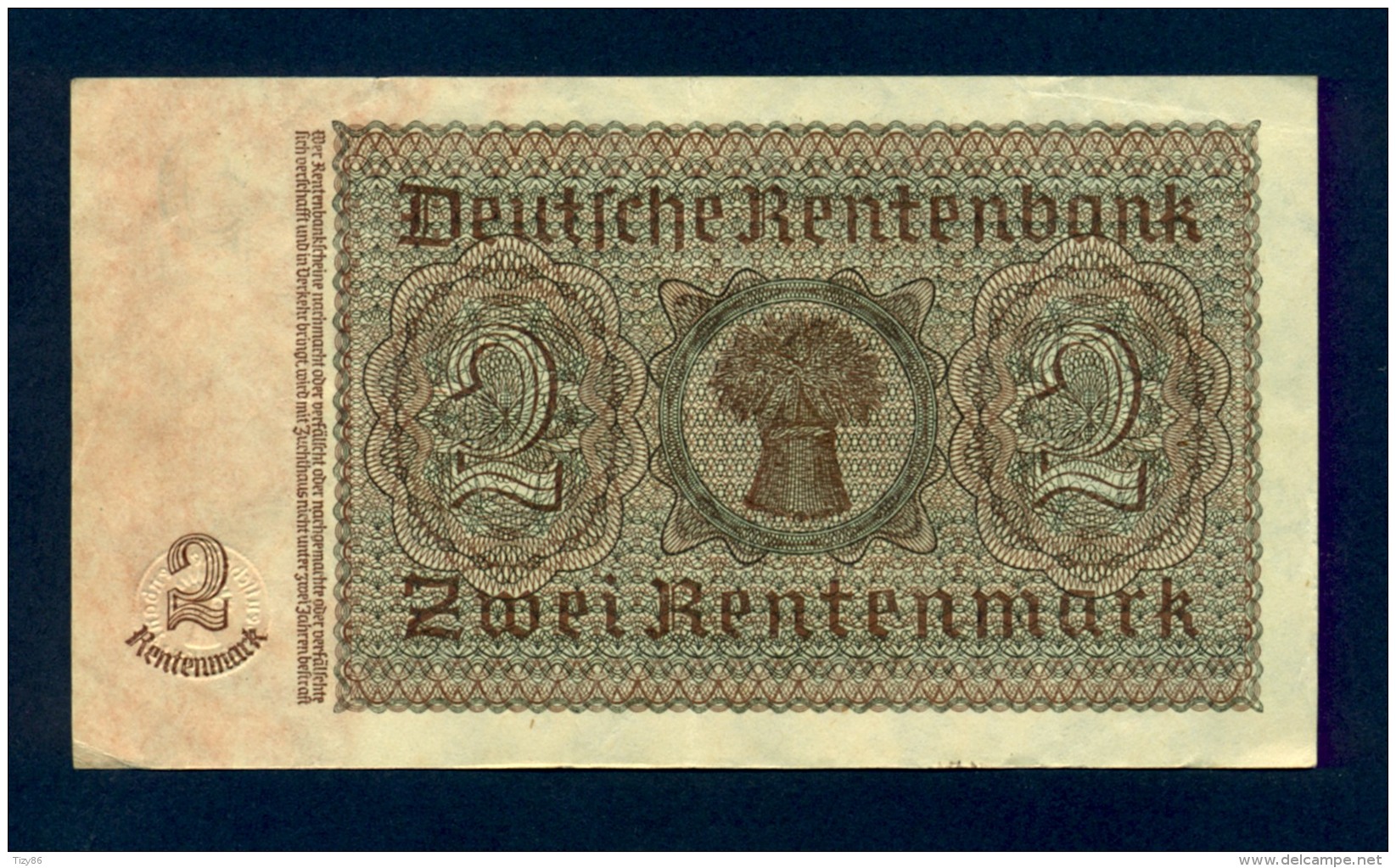 Banconota Germania 2 Rentenmark  30/1/1937 - To Identify