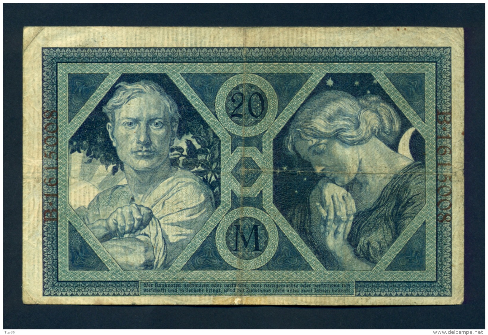 Banconota Germania 20 Mark  1915 BB - Te Identificeren
