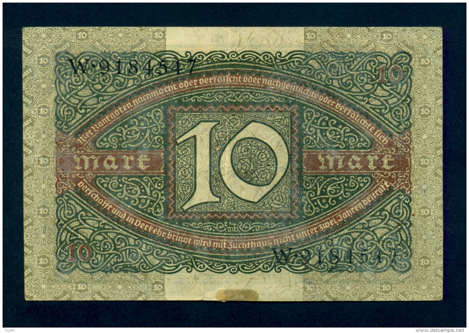 Banconota Germania 10 Mark  1920 SPL - A Identificar