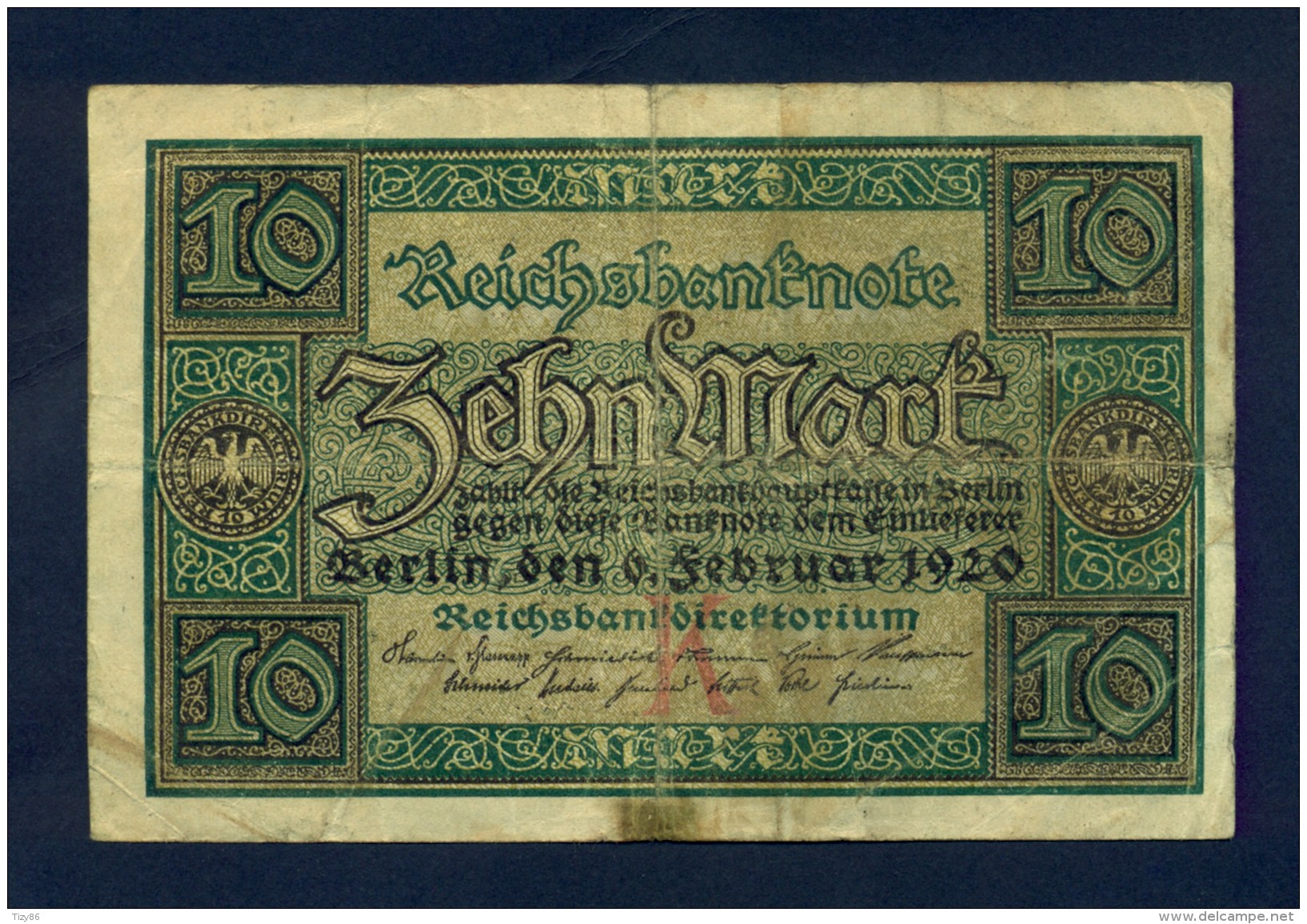 Banconota Germania 10 Mark  6/2/1920 BB - A Identificar