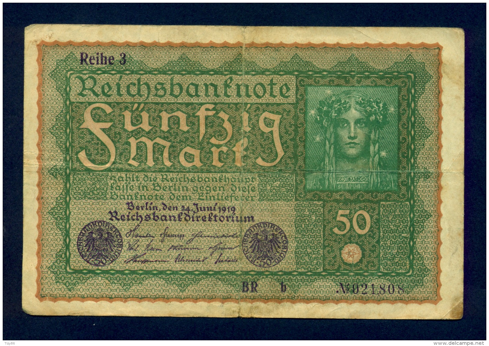 Banconota Germania 50 Mark  24/6/1919 BB - Zu Identifizieren