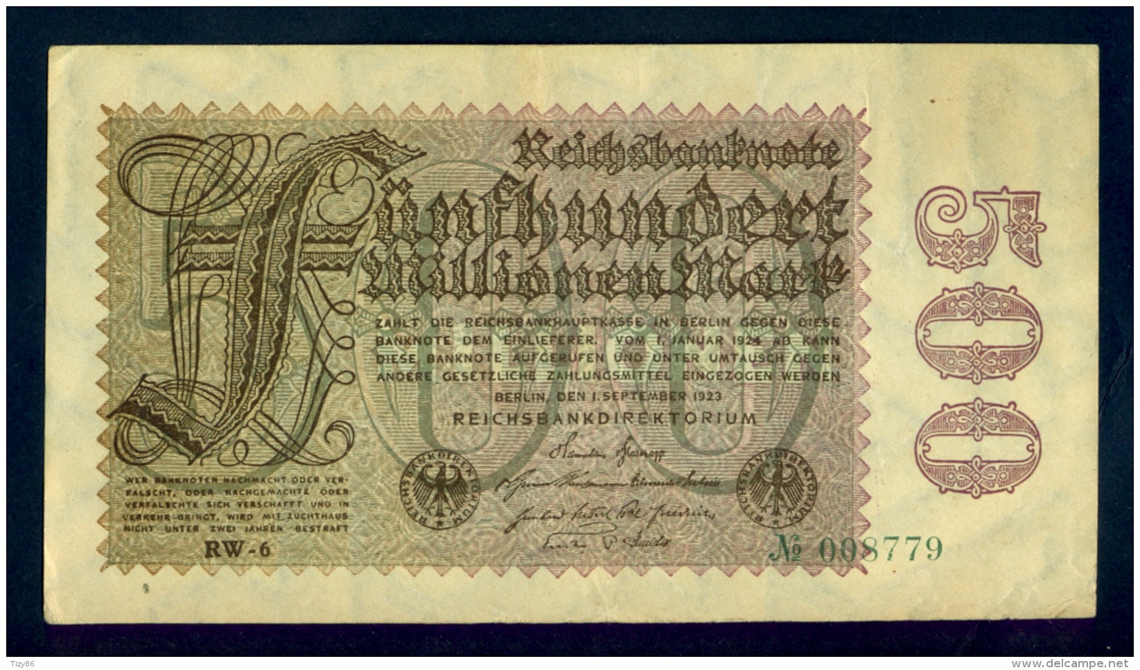 Banconota Germania 500.000.000 Mark - A Identifier