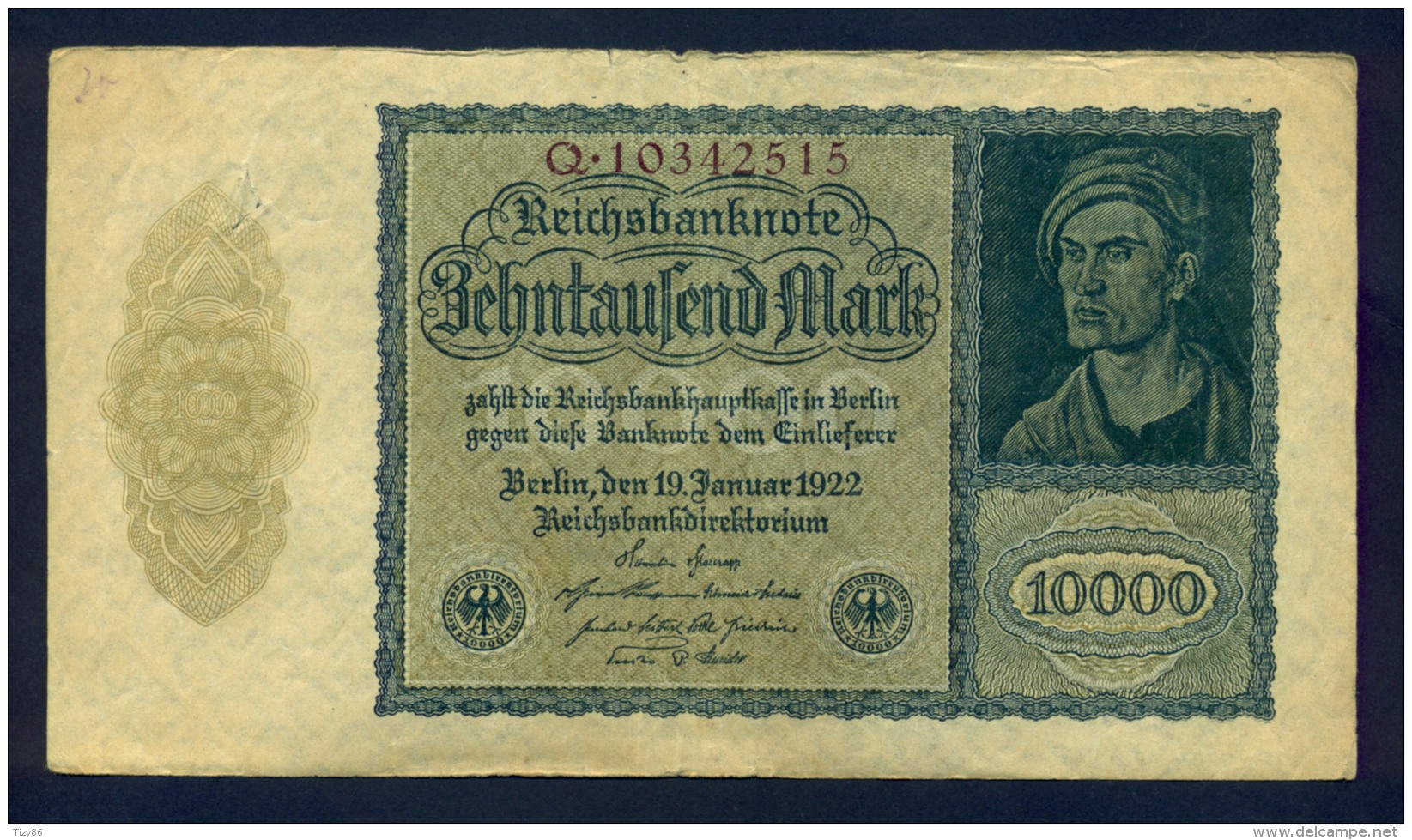 Banconota Germania 10.000 Mark  Berlino 1922 - Da Identificre