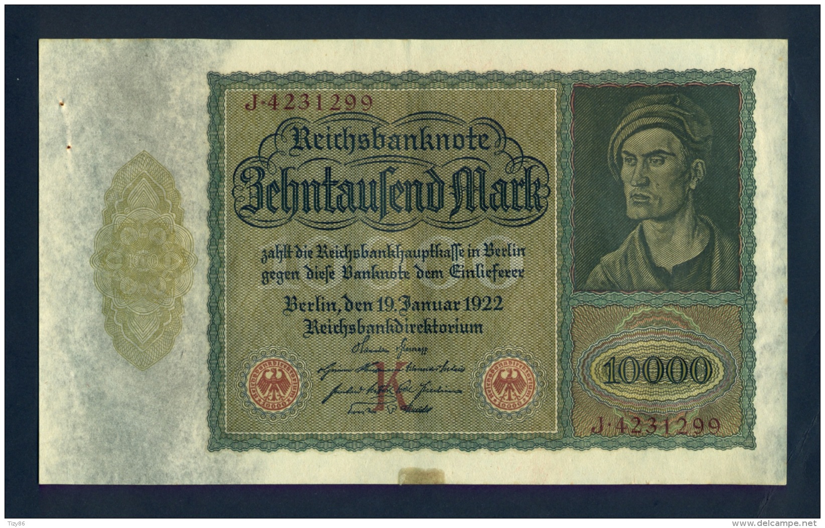 Banconota Germania 10.000 Mark 19/1/1922 - To Identify