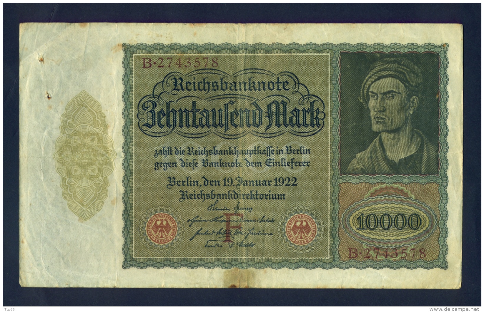 Banconota Germania 10.000 Mark 19/1/1922 - A Identificar