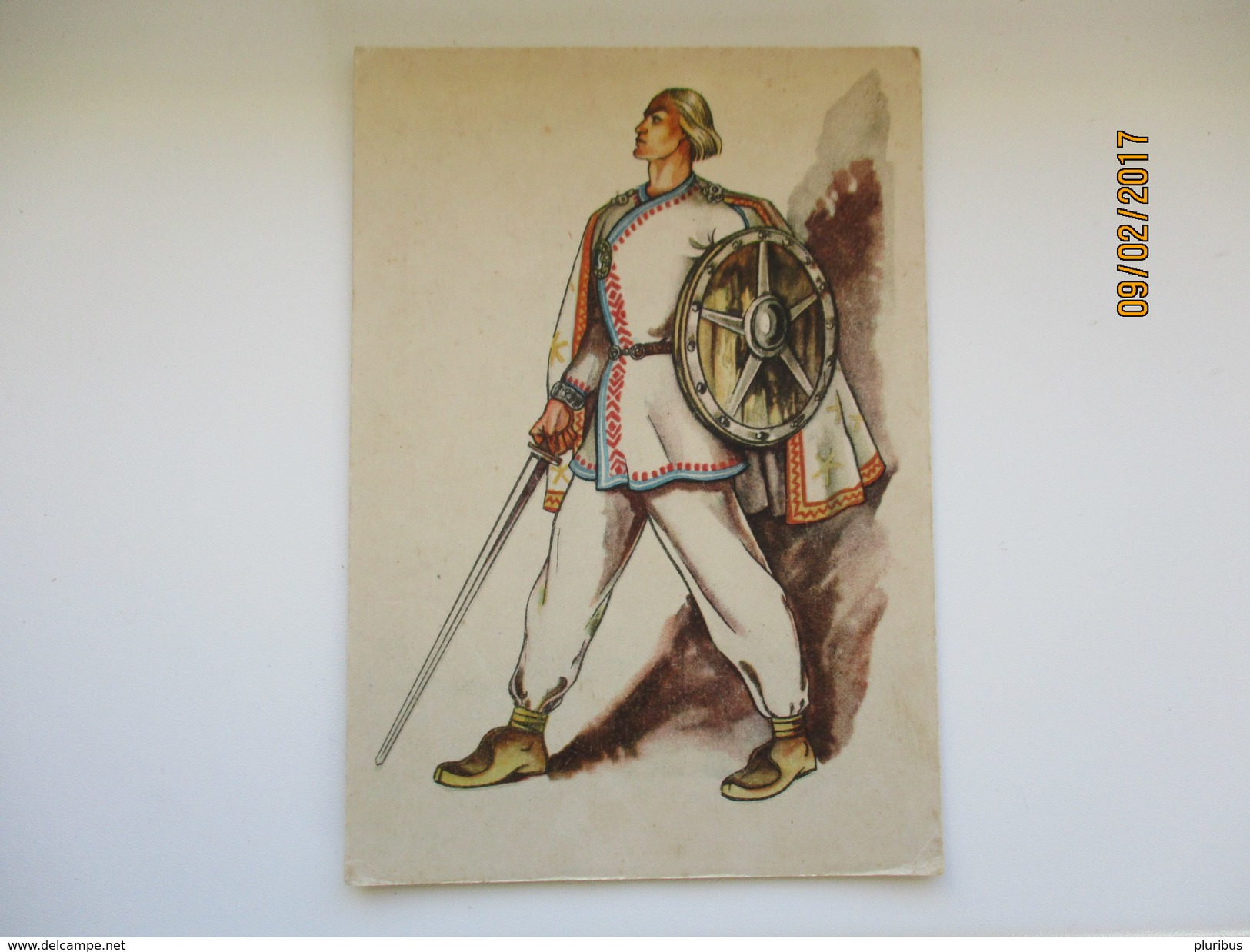 ESTONIA , VIKING ETHNIC WARRIOR KALEVIPOEG IN FOLK COSTUME , 1948  ,   OLD POSTCARD , M - Trachten