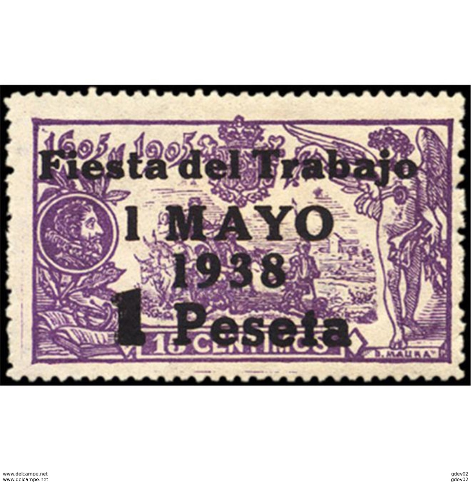 ES762SASF-L4322PC-TFISC.Spain.Esgane .Escritor.El Quijote.FIESTA DEL TRABAJO .1936(Ed 762**) - Otros & Sin Clasificación