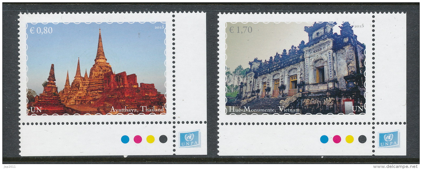 UN Vienna 2015. Cat # 567-568. World Heritage SE Asia. MNH (**) - Ongebruikt