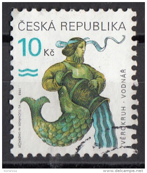 3064 Ceca 1998 Segni Zodiaco Zodiac Acquario Viaggiato Used Republica Ceska - Astrologia