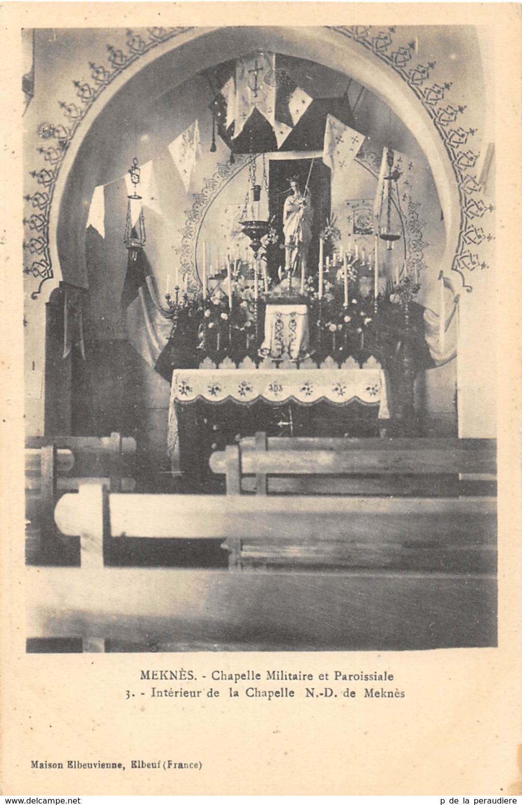 CPA MAROC MEKNES CHAPELLE MILITAIRE ET PAROISSIALE INTERIEUR DE LA CHAPELLE N.D.DE MEKNES - Rabat