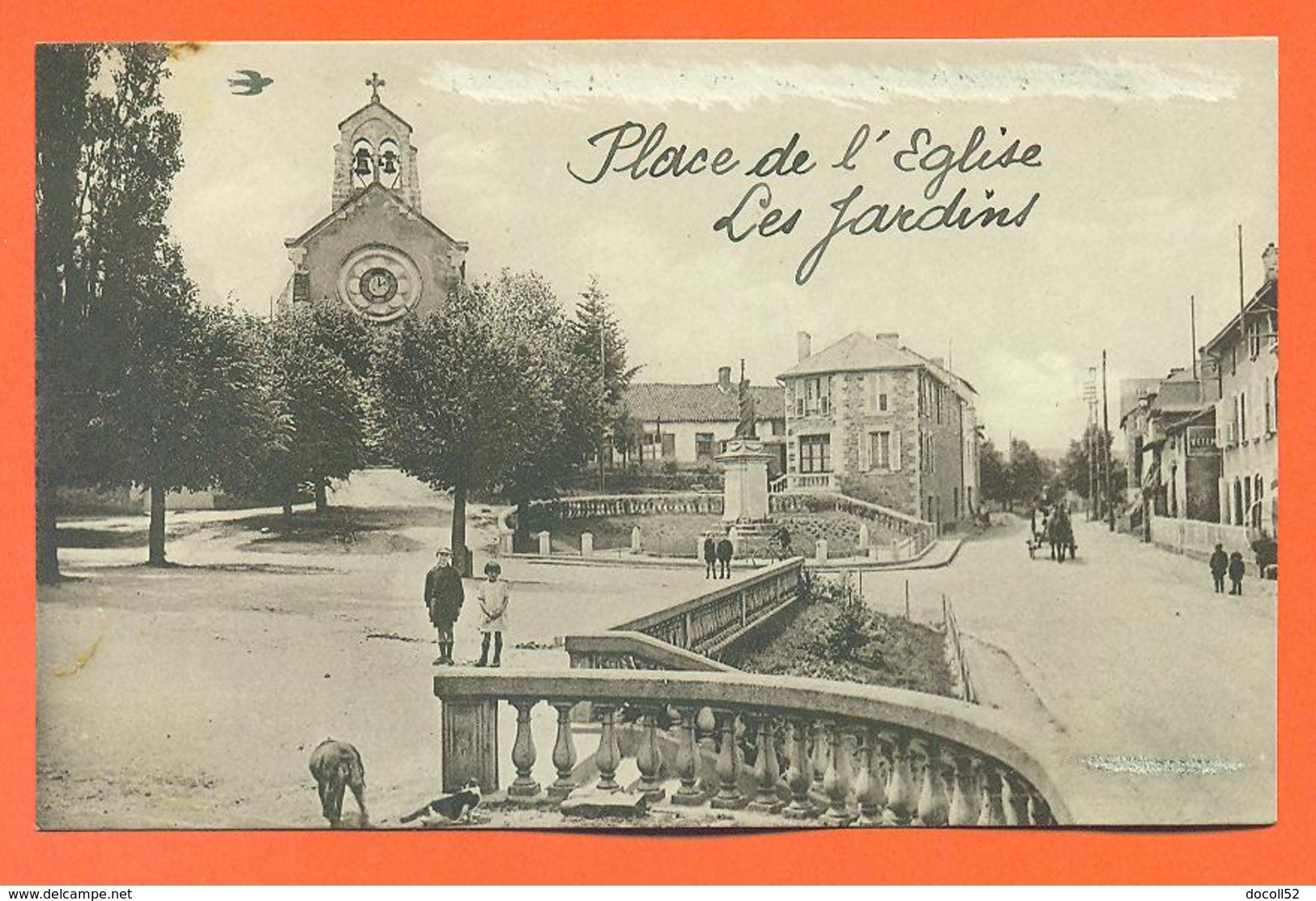 CPA Chateauneuf La Foret " Place De L'église - Les Jardins " LJCP 30 - Chateauneuf La Foret