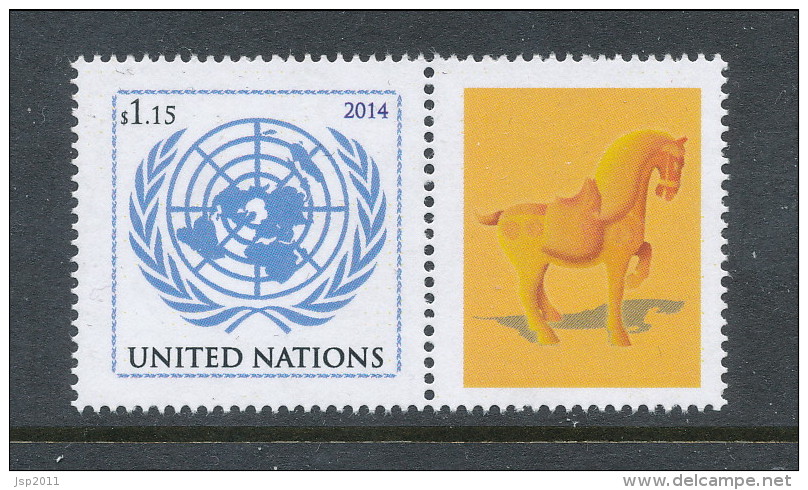 UN New York 2014. Cat # 1079. Chinese New Year. Tear Of The Horse. Single Plus Lable From Sheet. MNH (**) - Neufs