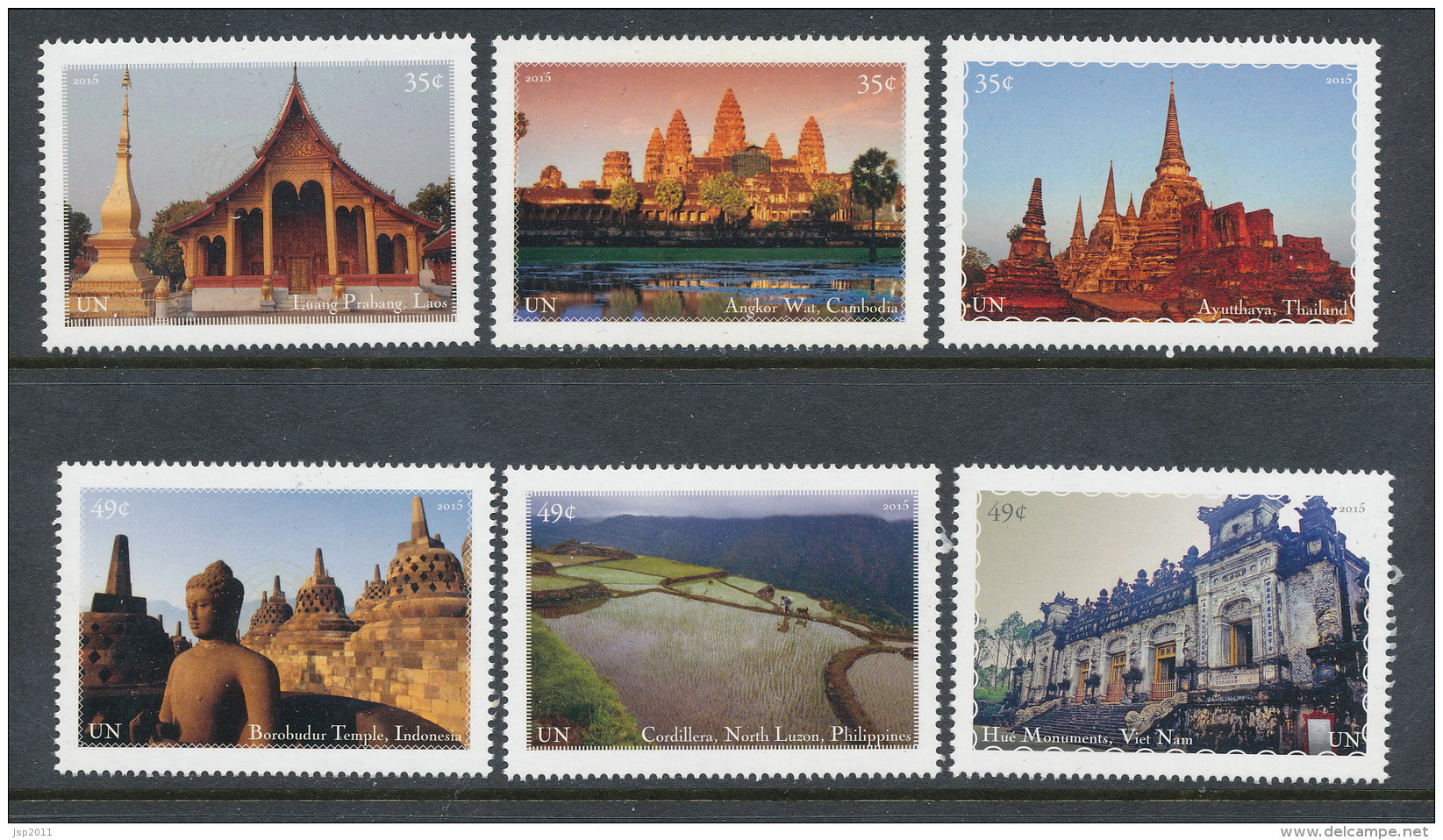 UN New York 2015. Cat # 1115.  World Heritage SE Asia. (set Of 6 From Booklet). MNH (**) - Neufs