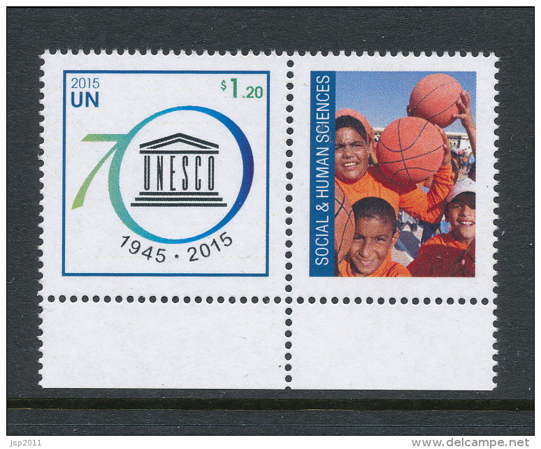 UN New York 2015. Cat # 1124a. UNESCO Personalized Sheet Single With Tab. MNH (**) - Neufs