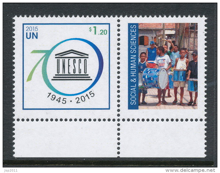 UN New York 2015. Cat # 1124a. UNESCO Personalized Sheet Single With Tab. MNH (**) - Neufs