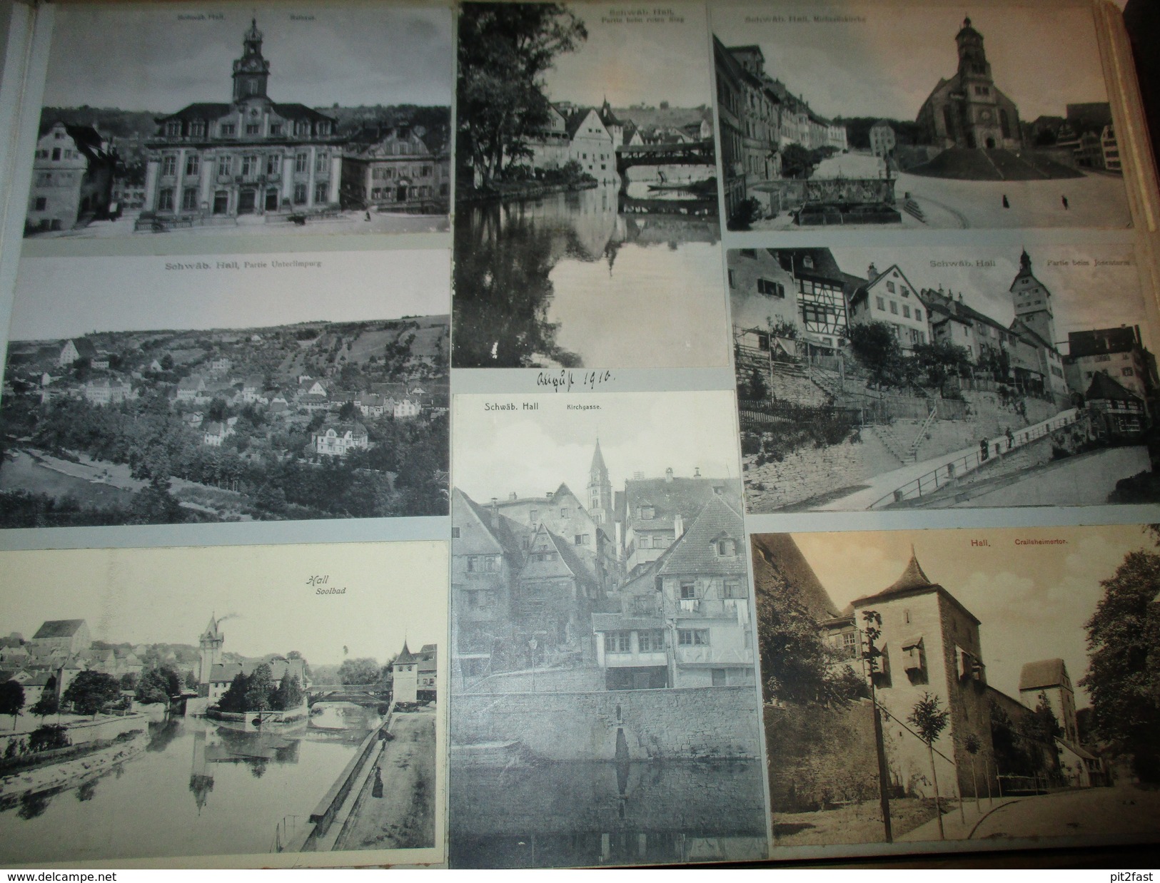 13x Ansichtskarte + Original Zeichnung Schwäbisch Hall , Ca. 1909 , Albumseite , Panorama , Album , AK !!! - Schwaebisch Hall