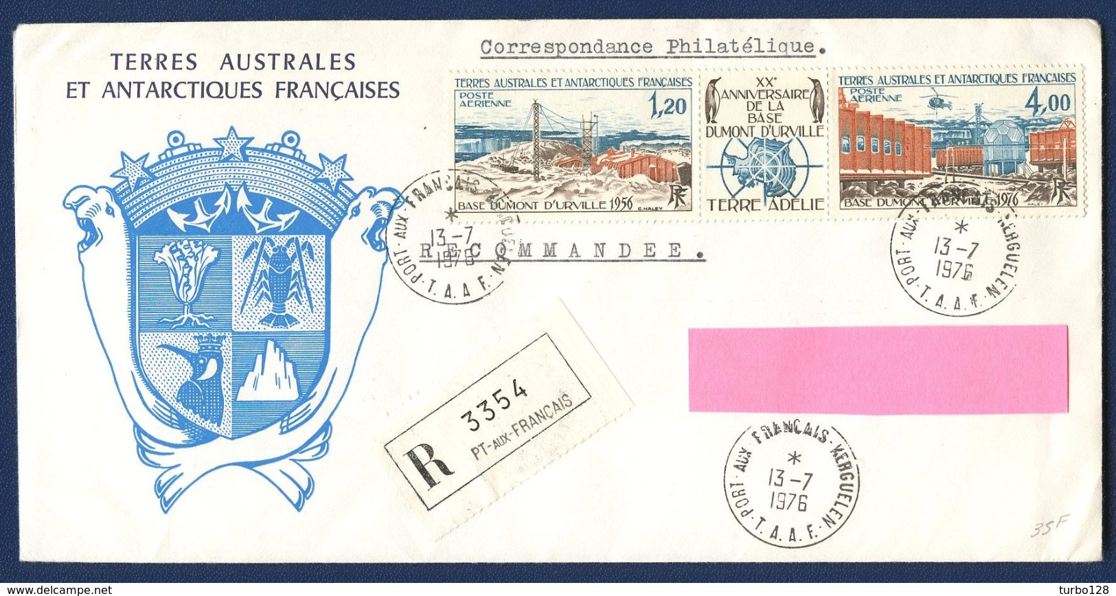 BELLE LETTRE. Cachet PORT AUX FRANCAIS KERGUELEN Du 13.07.1976 Timbres PA 43A. - Used Stamps