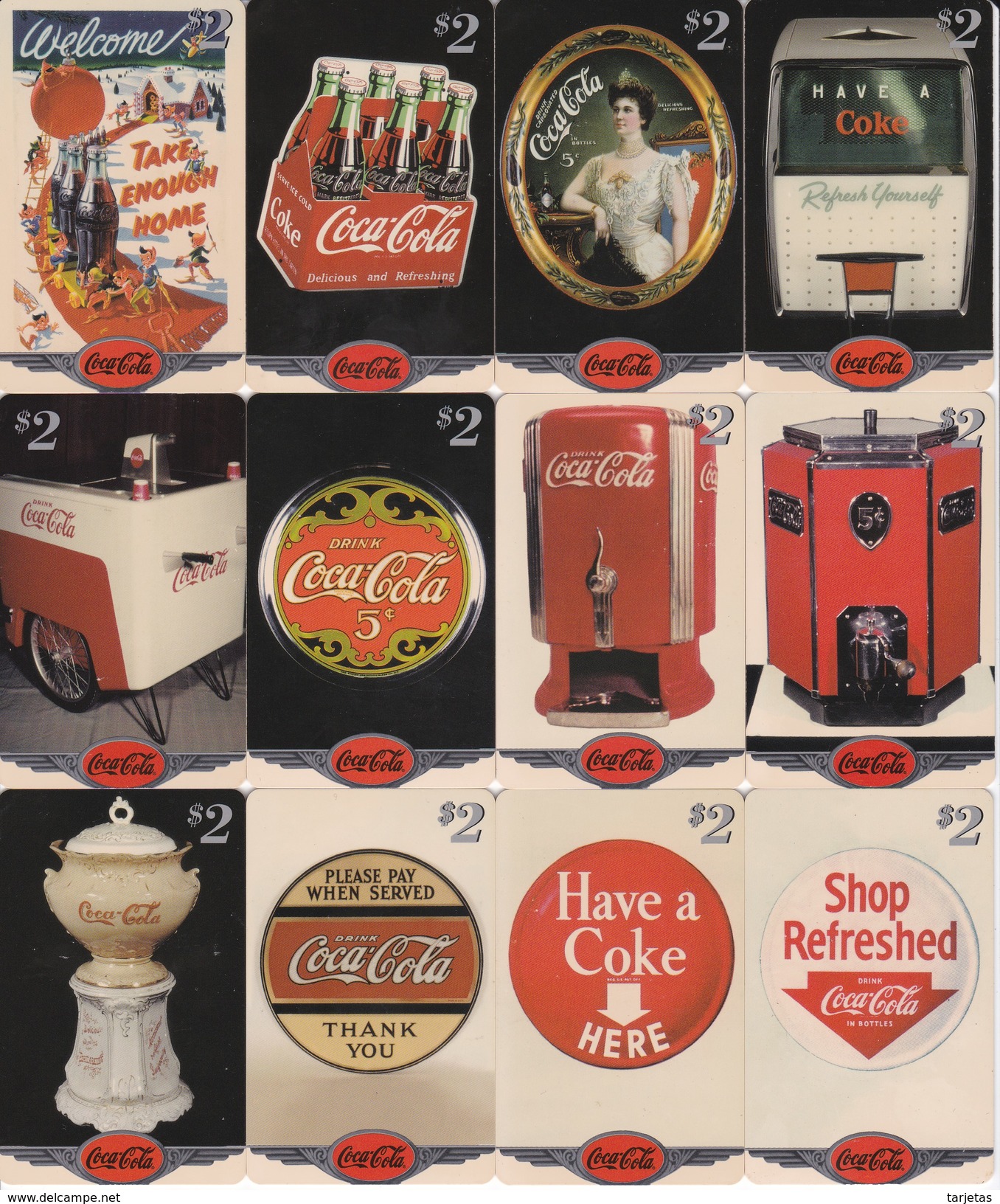 SERIE COMPLETA DE 25 TARJETAS DE ESTADOS UNIDOS DE COCA-COLA (USADAS) MUJER-WOMAN-VINTAGE  (COKE) - Publicidad