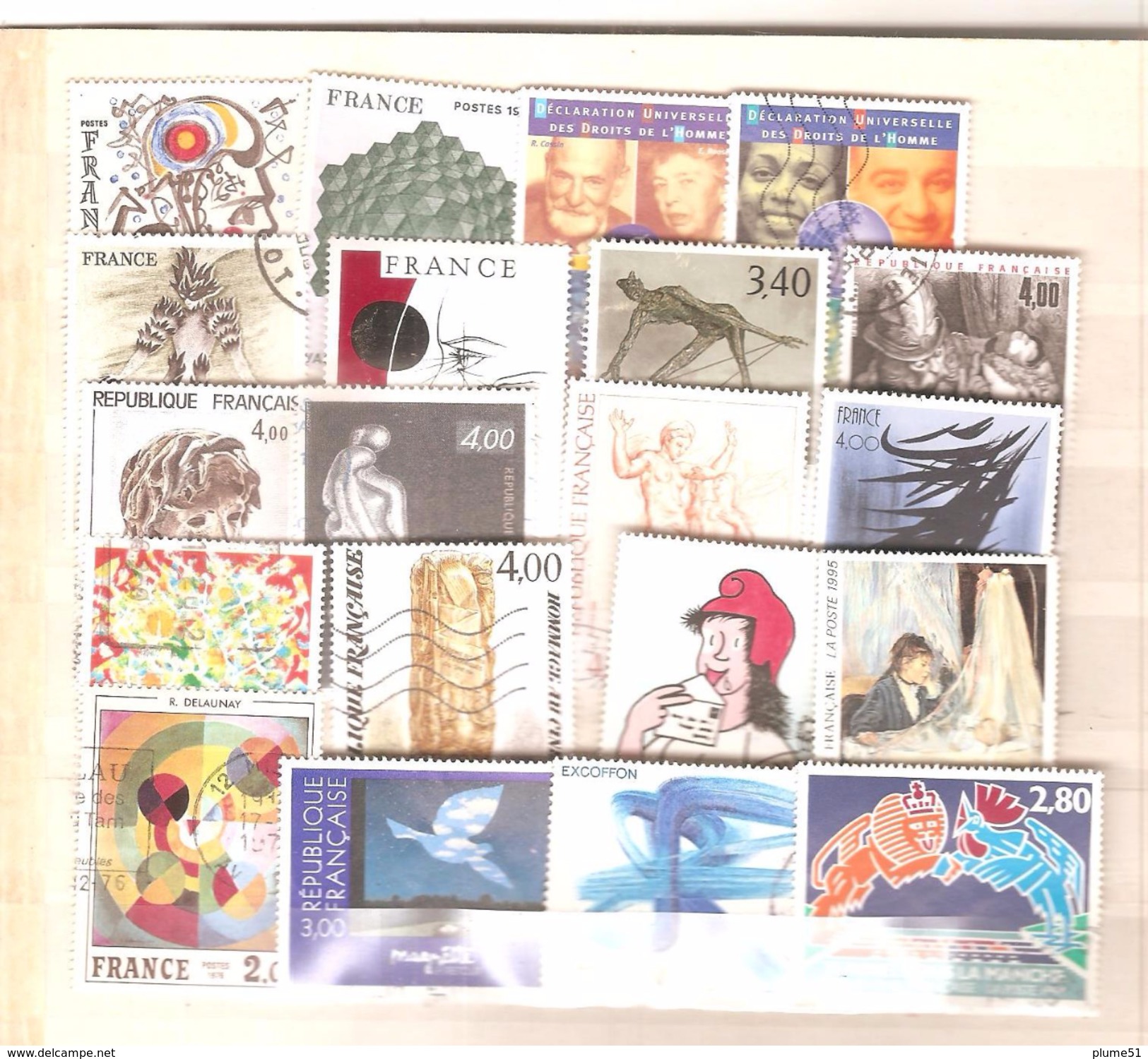 FRANCE Vrac Thème Art Tableaux Lot 140 Timbres Oblitérés - 168 - Lots & Kiloware (mixtures) - Max. 999 Stamps