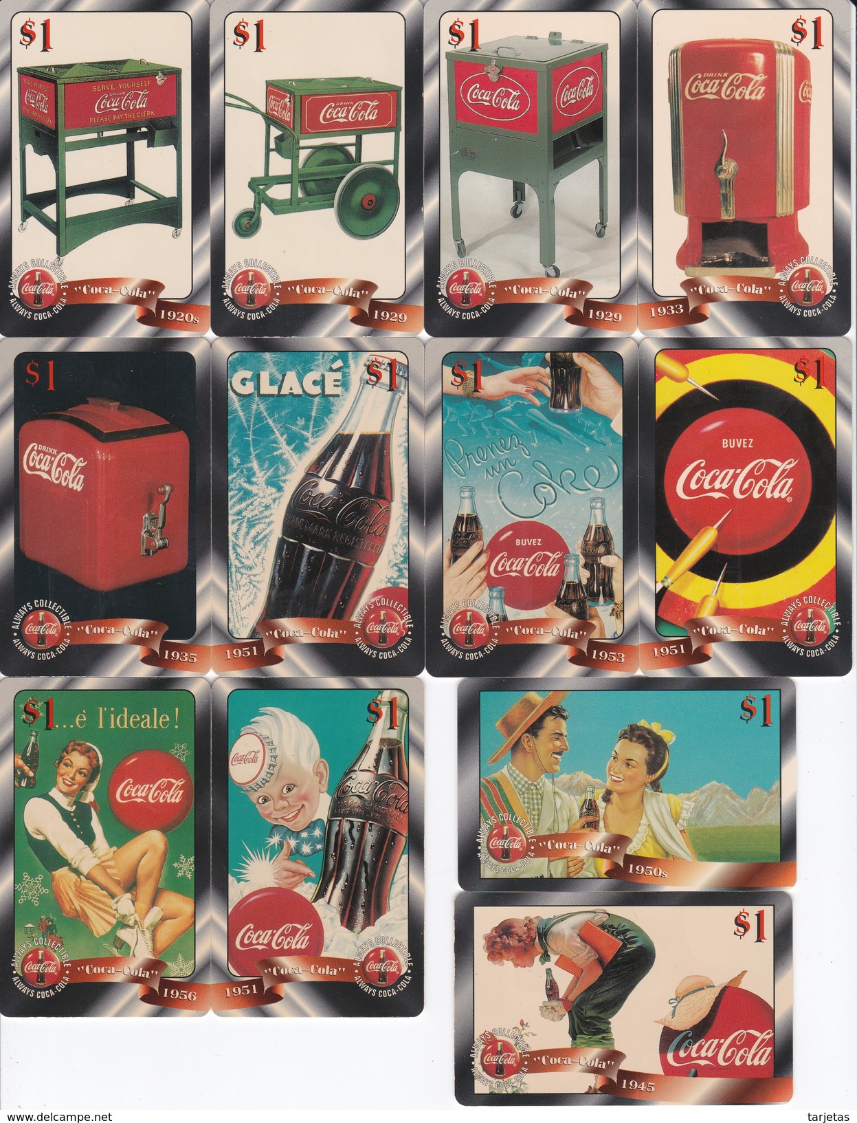 SERIE COMPLETA DE 48 TARJETAS DE ESTADOS UNIDOS DE COCA-COLA (NUEVAS) MUJER-WOMAN-VINTAGE   (COKE) - Publicidad