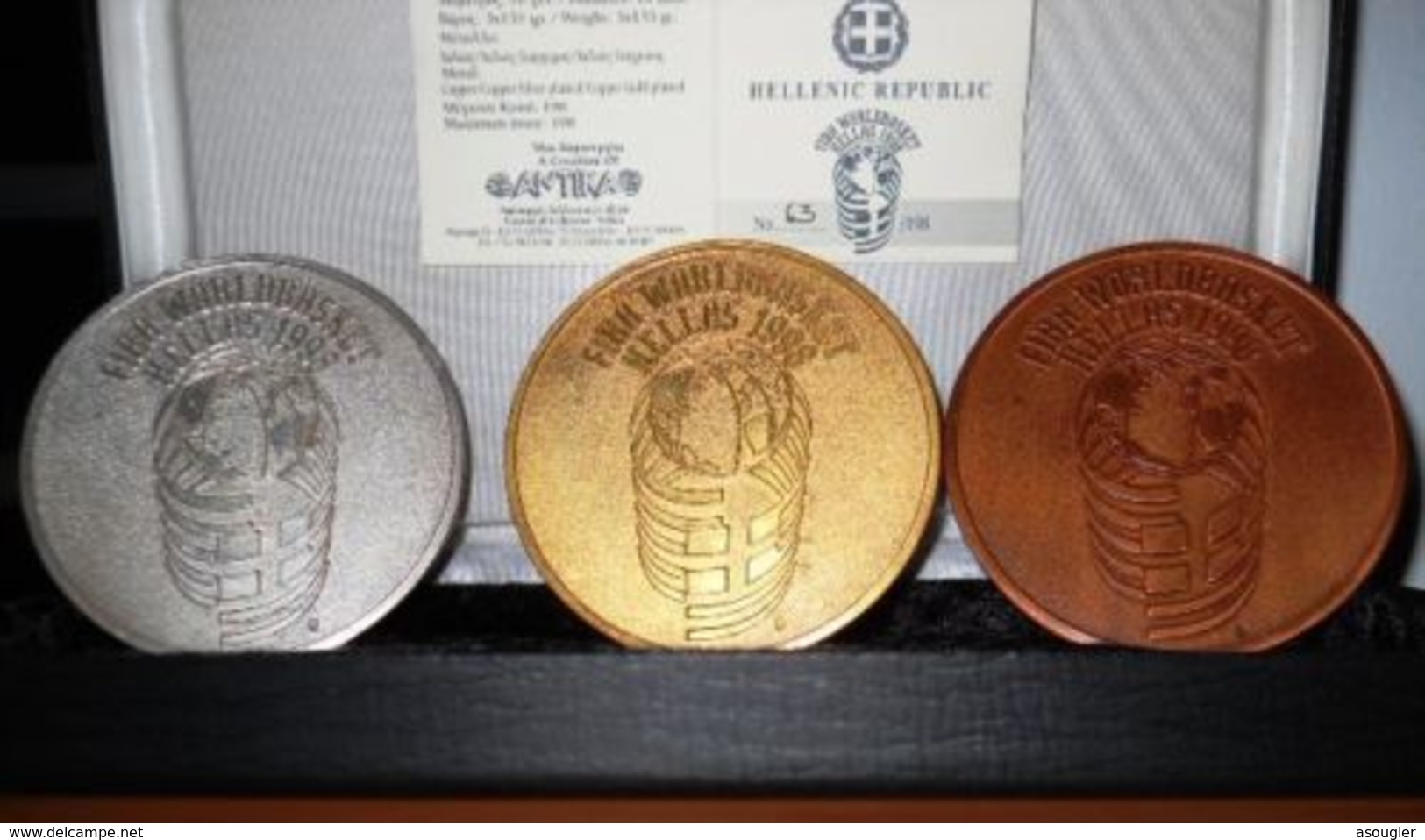 GREECE MEDAL THE FIBA WORLD BASKET HELLAS 1998 MAXIMUM ISSUE ONLY 198 MEDALS - Otros & Sin Clasificación