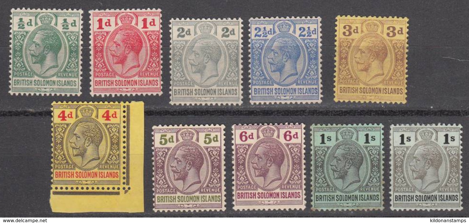 British Solomon Islands 1914-23 Mint Mounted, Sc# 28-36, Incl 36a - Salomonseilanden (...-1978)