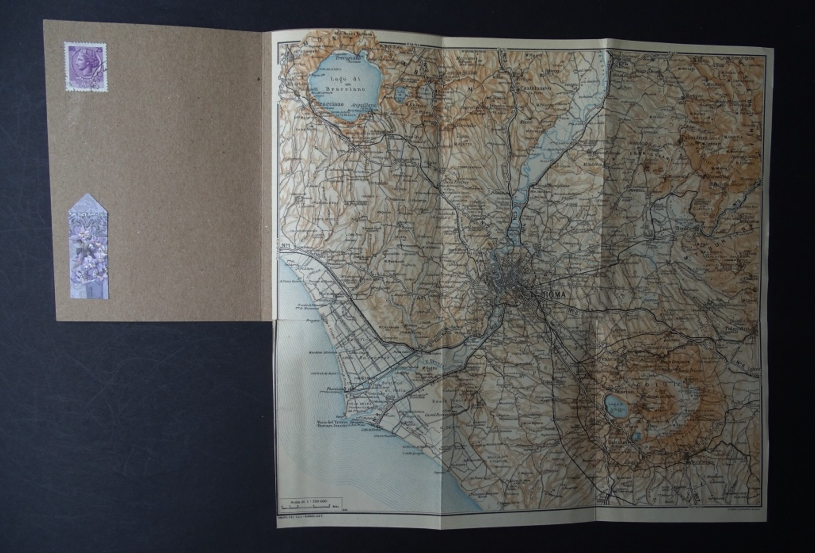 Roma, Tivoli, Castelnuovo, Bracciano, Albano, Velletri, Frascati, Marino, Palombara, Moricone, Mappa Del 1932. - Autres & Non Classés