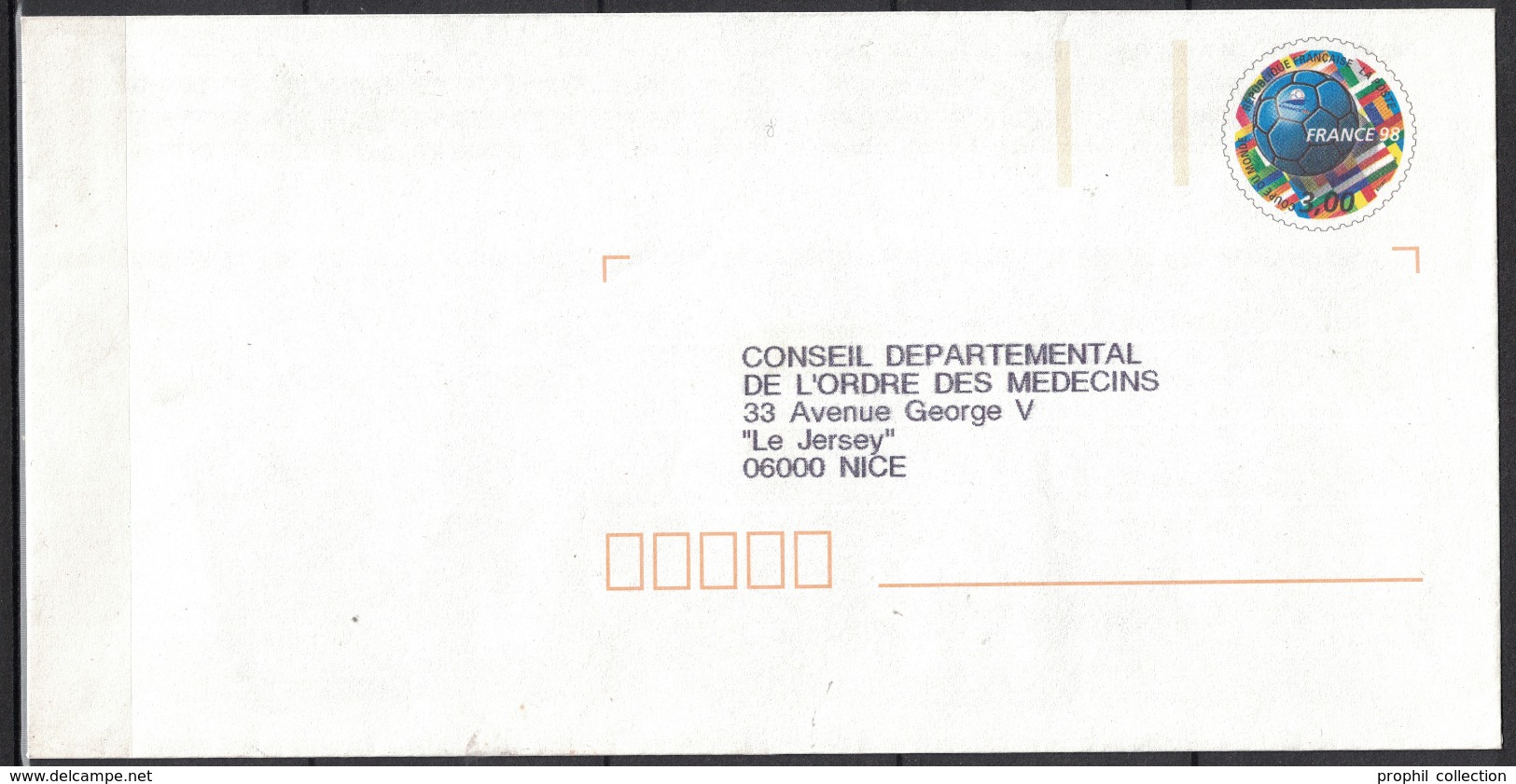 1998 ENVELOPPE PRET A POSTER PAP / REPIQUAGE PRIVÉ ? CONSEIL DEPARTEMENTAL DE L'ORDRE DES MEDECINS JERSEY NICE FOOTIX - Listos A Ser Enviados : Réplicas Privadas