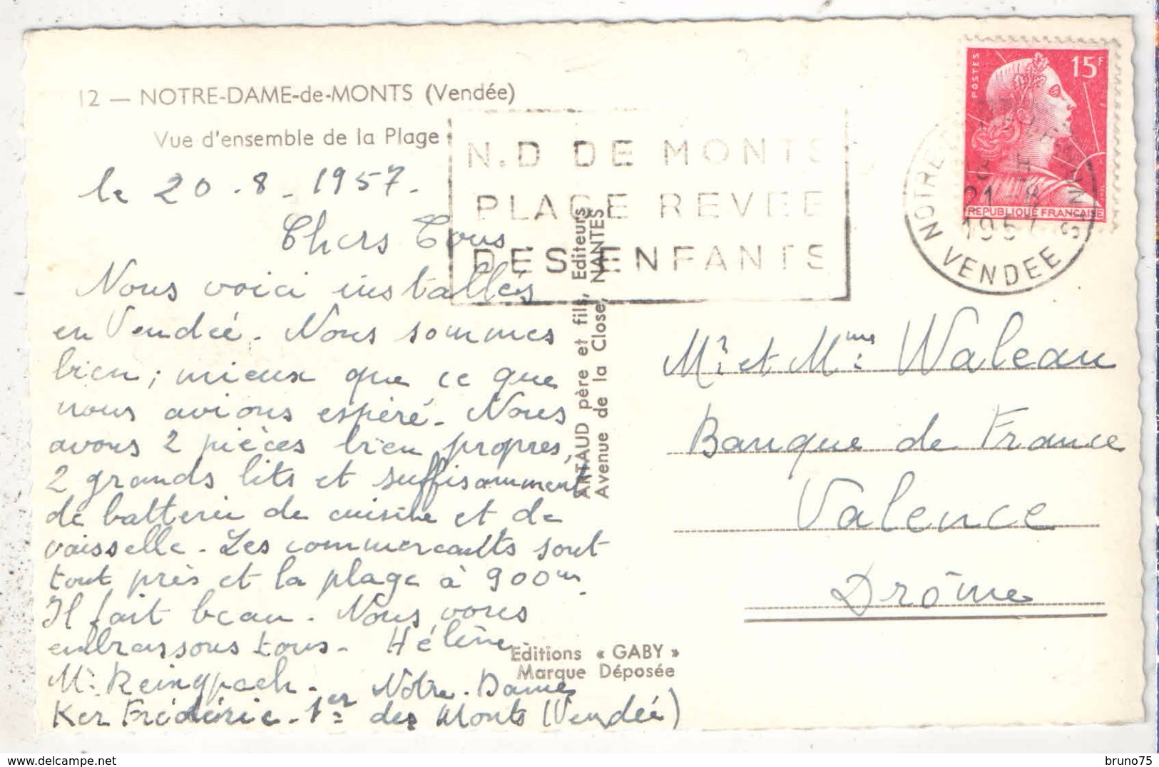 85 - NOTRE-DAME-DE-MONTS - Vue D'ensemble De La Plage - Gaby 12 - 1957 - Altri & Non Classificati