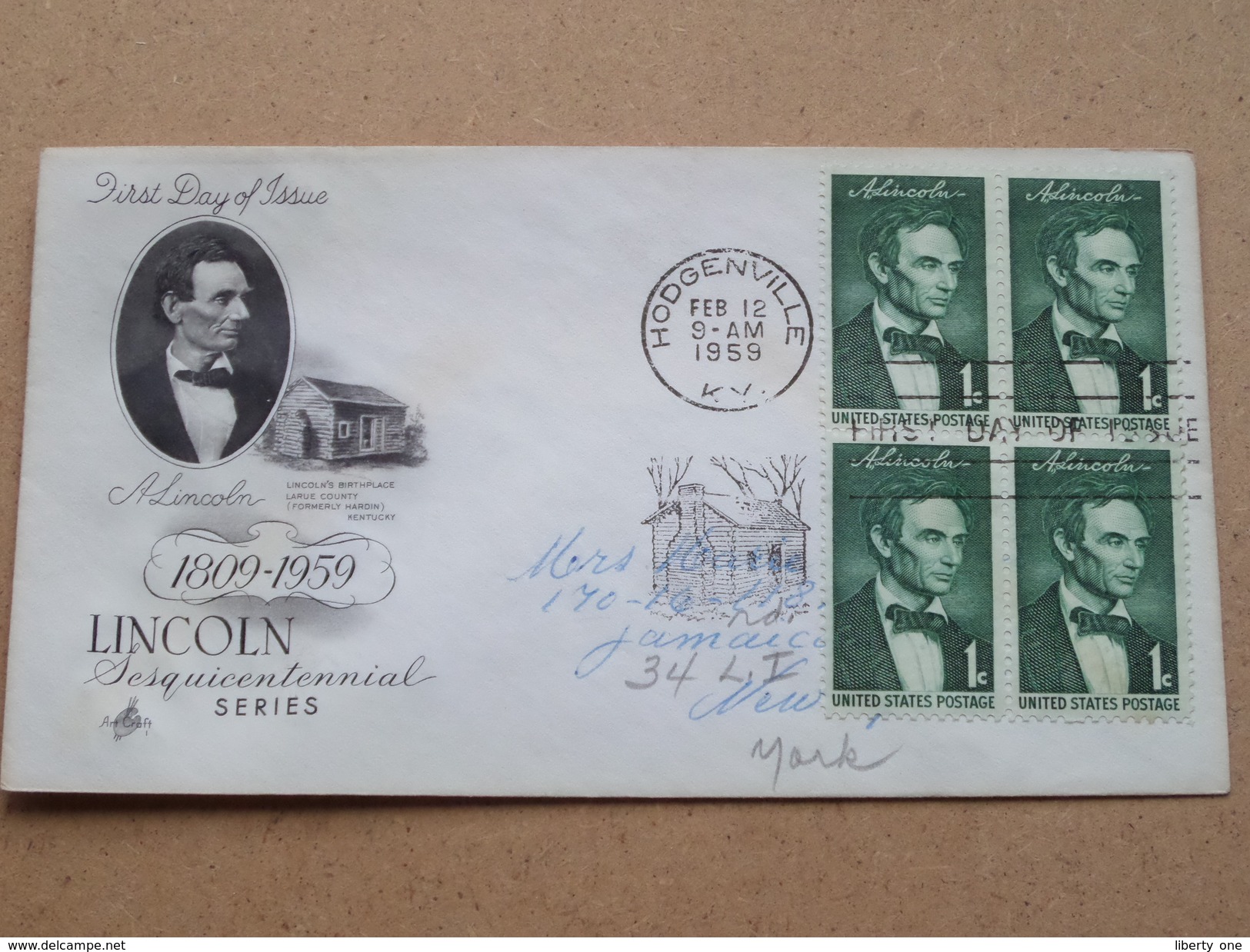 A. LINCOLN 1809-1859 Sesquicentennial Series / HODGENVILLE 12 Feb 1959 ( Zie Foto Voor Details ) ! - 1951-1960