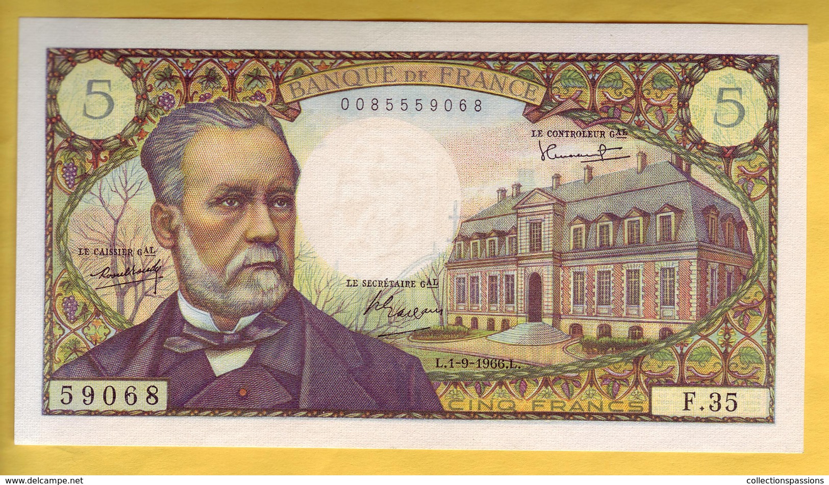 BILLET FRANCAIS - 5 Francs Pasteur 1-9-1966 Presque Neuf - 5 F 1966-1970 ''Pasteur''