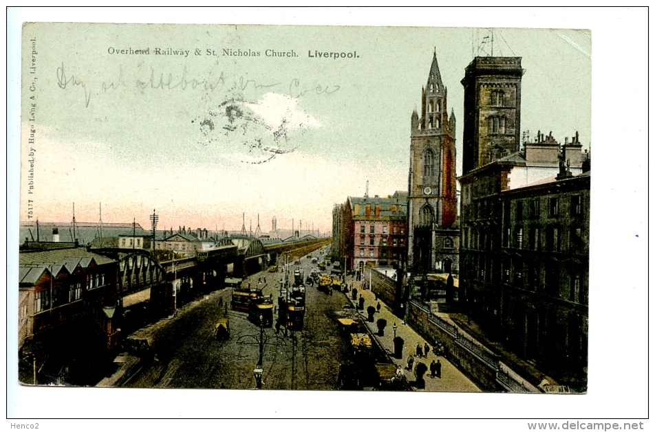 Overhead Railway &amp; St. NIcholas Church - Liverpool / 15177 Published By Hugo Lang &amp; Co.  (1904) - Liverpool