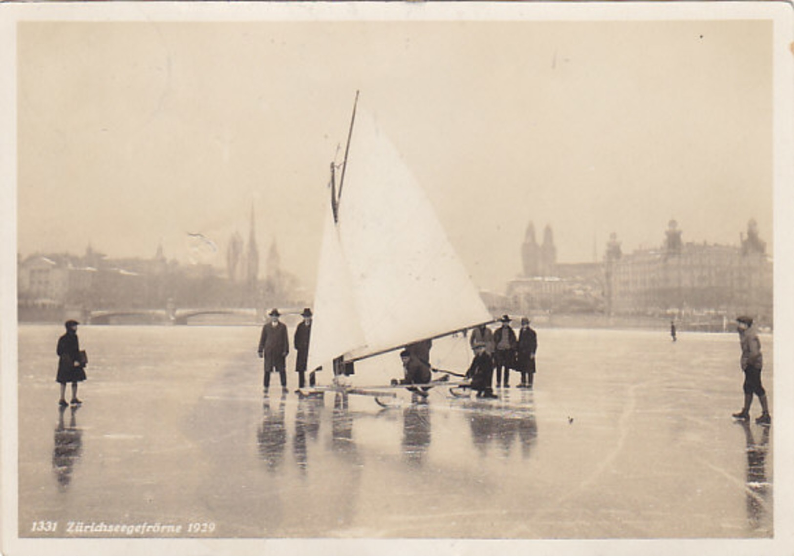 Zürichseegfrörni 1929 - Eissegler      (P19-30812) - Zürich