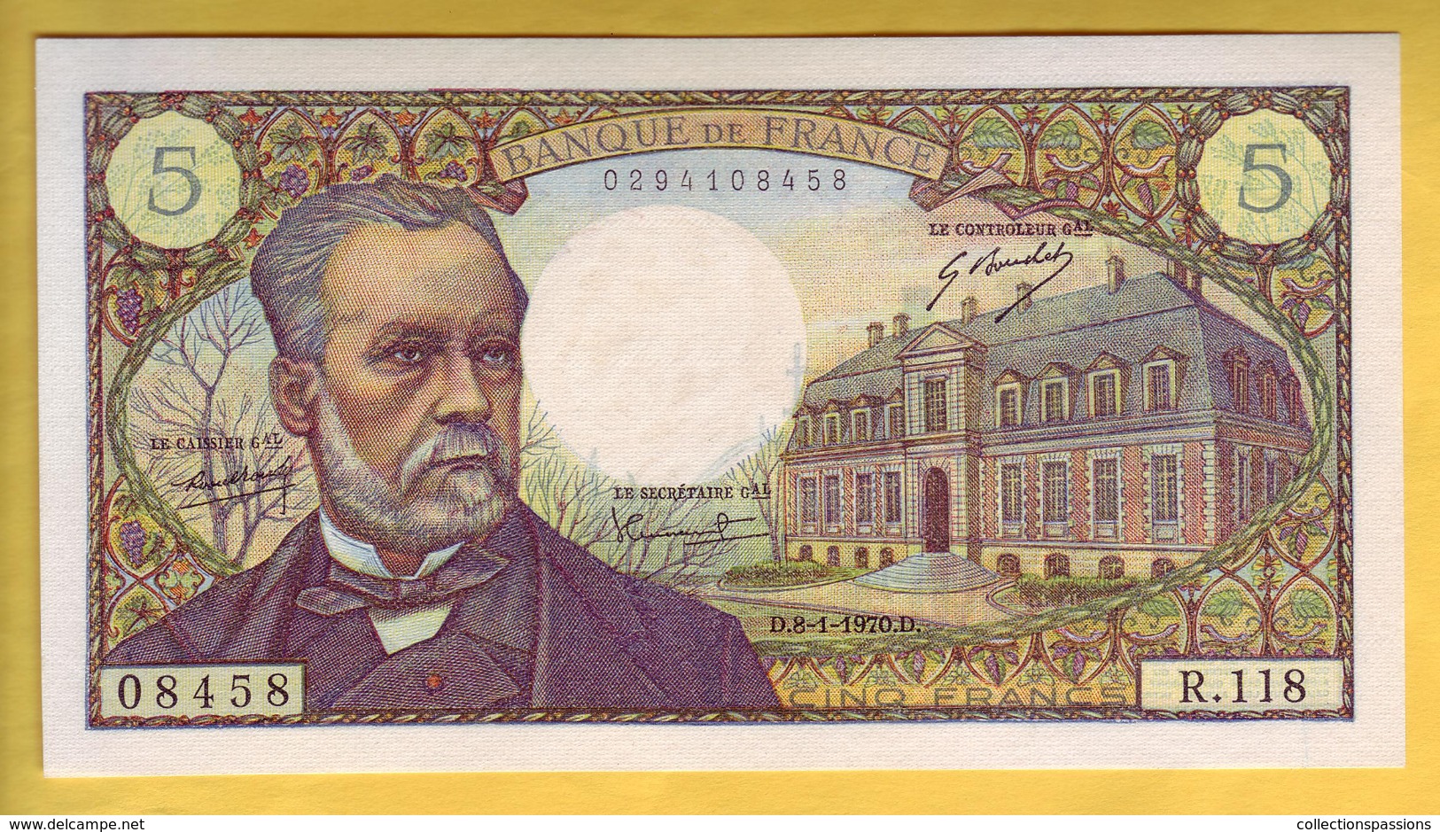 BILLET FRANCAIS - 5 Francs Pasteur 8-1-1970 SUP - 5 F 1966-1970 ''Pasteur''