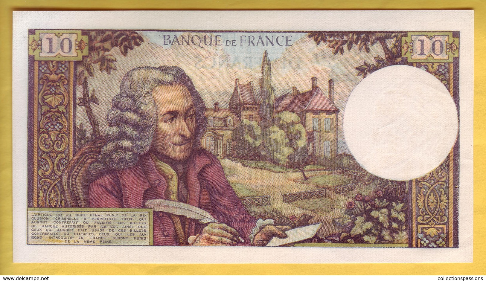 BILLET FRANCAIS - Billet Fauté - 10 Francs Voltaire 4-4-1963 SPL - Fautés