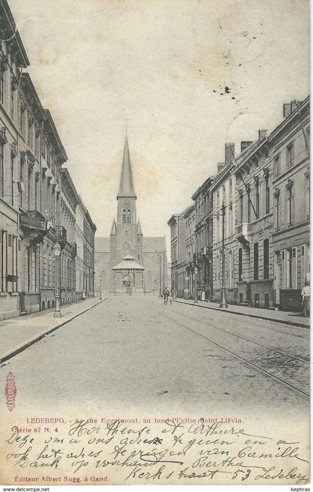 LEDEBERG : Rue Eggermont Au Fond Eglise Saint Liévin - Cachet De La Poste 1908 - Gent